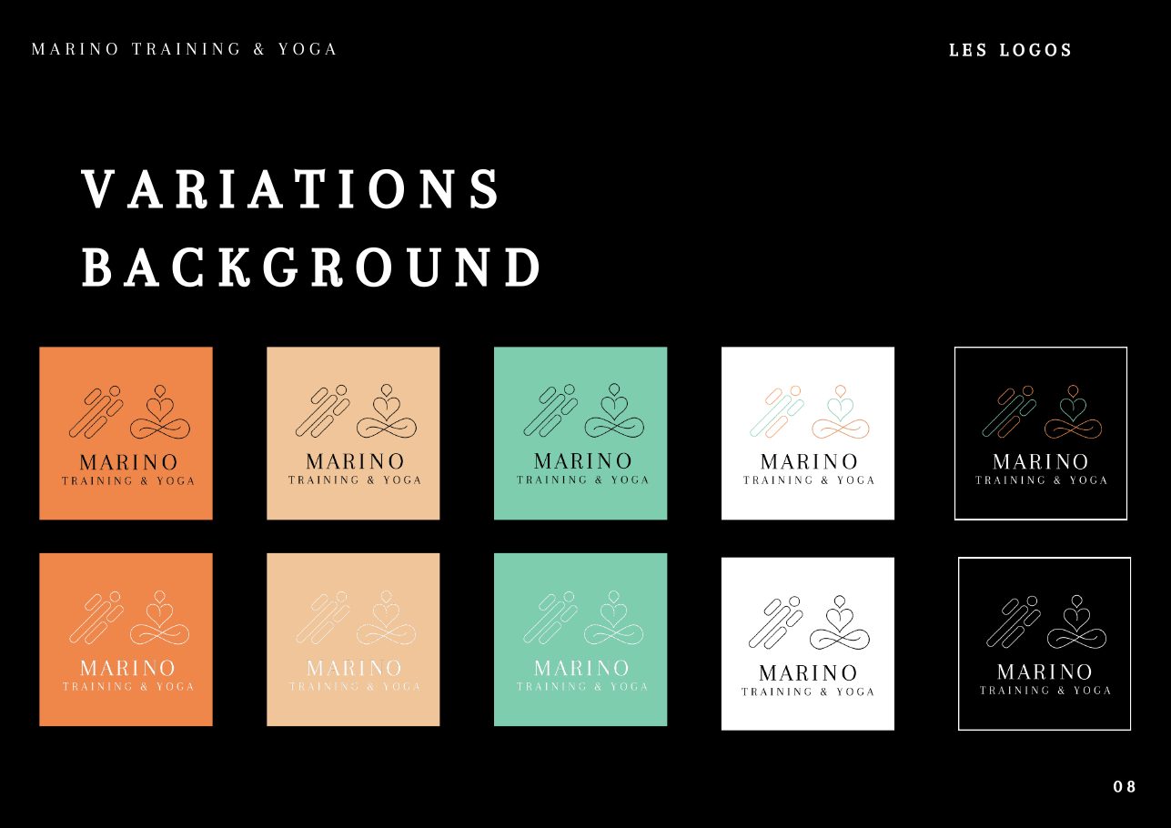 Déclinaisons du logo sur différents fonds de couleur